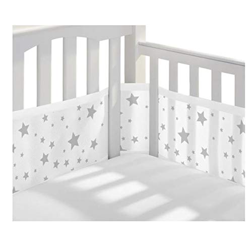 BreathableBaby Breathable Mesh Crib Liner – Classic Collection – Starlight – Fits Full-Size Four-Sided Slatted and Solid Back Cribs – Anti-Bumper