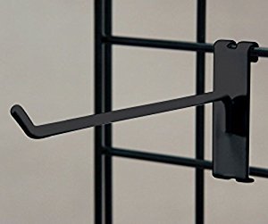 Only Garment Racks 8" Gridwall Hooks for Grid Panel Displays - 50 Pcs Box - Heavy Duty - Black Color
