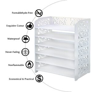 Jerry & Maggie - 6 Tier WPC Shoe Rack/Shoe Storage Stackable Shelves Free Standing Shoe Racks - Wide | White