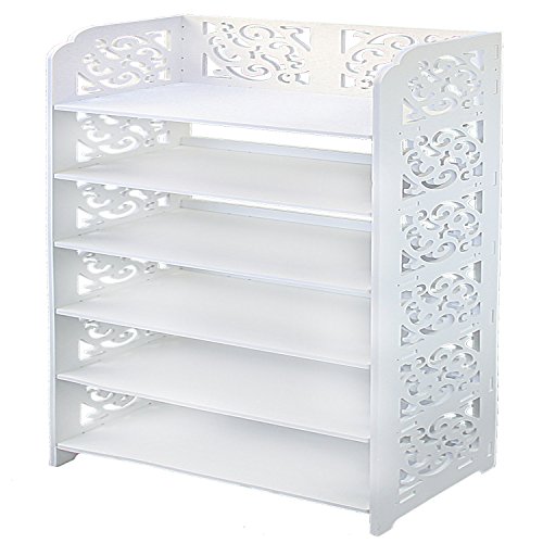 Jerry & Maggie - 6 Tier WPC Shoe Rack/Shoe Storage Stackable Shelves Free Standing Shoe Racks - Wide | White