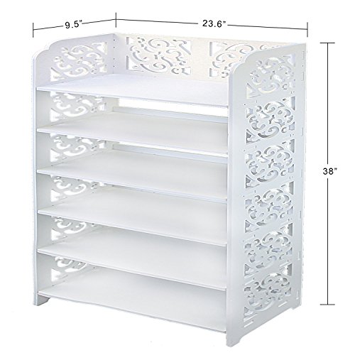 Jerry & Maggie - 6 Tier WPC Shoe Rack/Shoe Storage Stackable Shelves Free Standing Shoe Racks - Wide | White