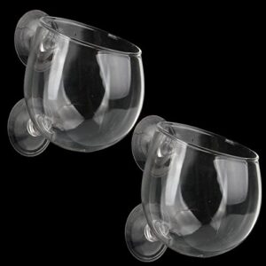 senzeal 2x crystal glass aquatic plant cup pot with 4x suction cups for fish tank aquarium aquascape