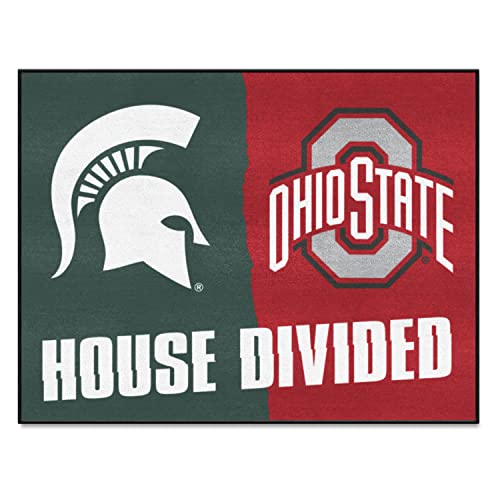 FANMATS 22316 Michigan State / Ohio State House Divided Rug - 34 in. x 42.5 in.