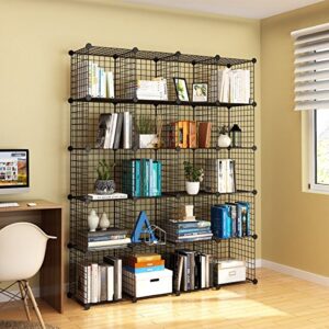 KOUSI Storage Cube - 14"x14" Cube (20 Cubes) Organizer Stackable Cubes for Storage Cubby Unit Wire Bookshelf, Black Wire