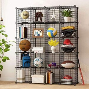 KOUSI Storage Cube - 14"x14" Cube (20 Cubes) Organizer Stackable Cubes for Storage Cubby Unit Wire Bookshelf, Black Wire