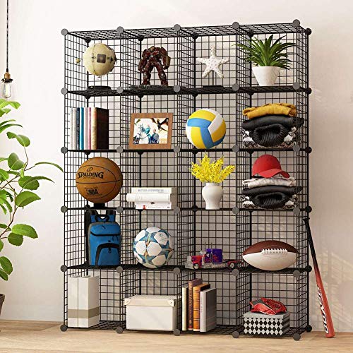 KOUSI Storage Cube - 14"x14" Cube (20 Cubes) Organizer Stackable Cubes for Storage Cubby Unit Wire Bookshelf, Black Wire