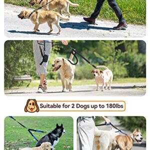 YOUTHINK Double Dog Leash, Dog Walking Leash 2 Dogs up to 180lbs, Comfortable Adjustable Dual Padded Handles, Bonus Pet Waste Bag (Double Dog Leash)