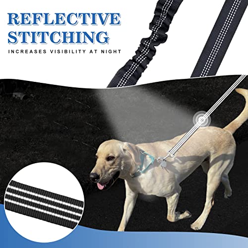 Pet Dog Double Leashes - No Tangle Dog Leash Coupler, Comfortable Shock Absorbing Reflective Bungee Lead for Nighttime Safety, Dual Dog Training Leash for Small, Medium & Large Dogs (Black)