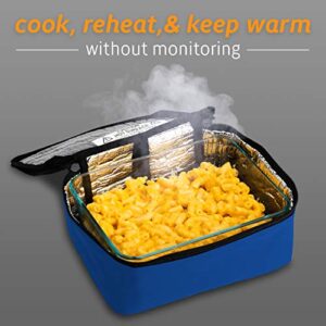 HOTLOGIC Mini Portable Oven, Food Warmer Electric Lunch Box with 12V Vehicle Plug, Mini Personal Heated Lunch Box for Cooking and Reheating Meals in Vehicles and Trucks for Work or Travel (Blue)