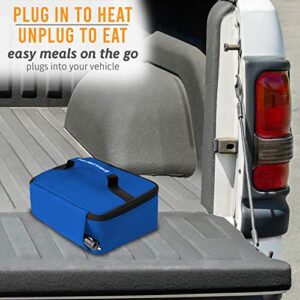 HOTLOGIC Mini Portable Oven, Food Warmer Electric Lunch Box with 12V Vehicle Plug, Mini Personal Heated Lunch Box for Cooking and Reheating Meals in Vehicles and Trucks for Work or Travel (Blue)