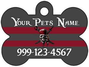 pirates of the caribbean skull pet id dog tag personalized w/ name & number