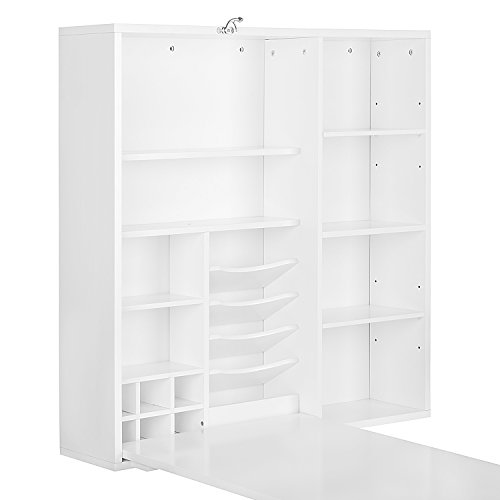 Utopia Alley Fold-Out Convertible Desk with Storage Cabinet and Shelves, White