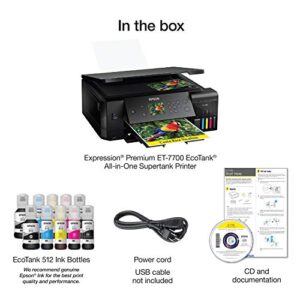 Epson Expression Premium ET-7700 EcoTank Wireless 5-Color All-in-One Supertank Printer with Scanner, Copier and Ethernet