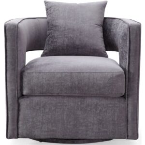 TOV Furniture Kennedy Modern Handmade Velvet Swivel Chair, Gray