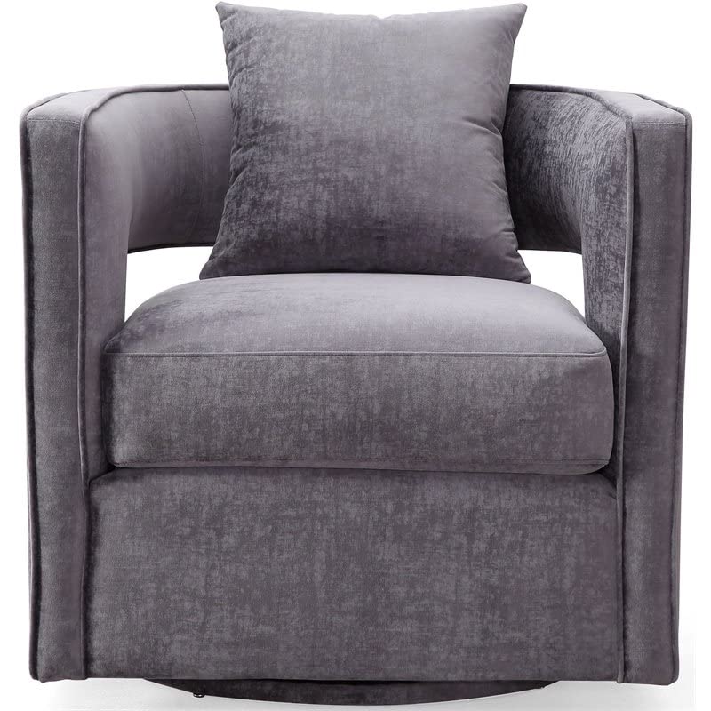 TOV Furniture Kennedy Modern Handmade Velvet Swivel Chair, Gray