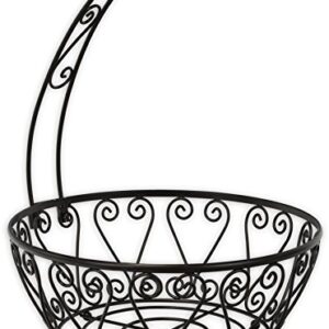 Simple Houseware Metal Fruit Basket Bowl with Banana Tree Hanger, Bronze