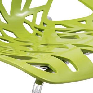 LeisureMod Modern Asbury Dining Chair with Chromed Leg, Set of 2, Green