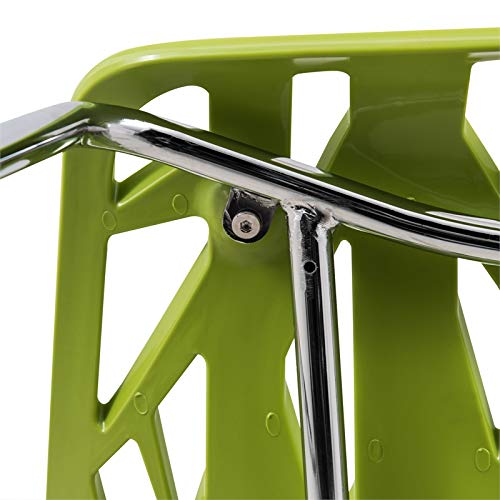 LeisureMod Modern Asbury Dining Chair with Chromed Leg, Set of 2, Green