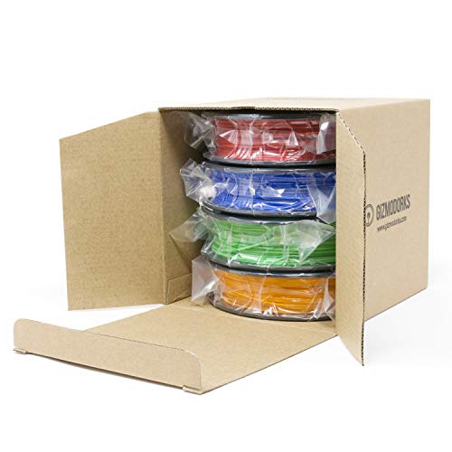 Gizmo Dorks ABS Filament for 3D Printers 1.75mm 200g, 4 Color Pack - Blue, Green, Orange, Red