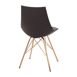 OSP Home Furnishings Oakley Mid-Century Modern Bucket Dining Chair with Faux Leather Padded Seat, Black