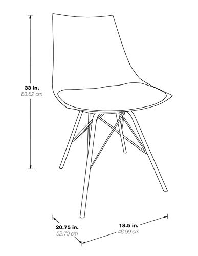 OSP Home Furnishings Oakley Mid-Century Modern Bucket Dining Chair with Faux Leather Padded Seat, Black