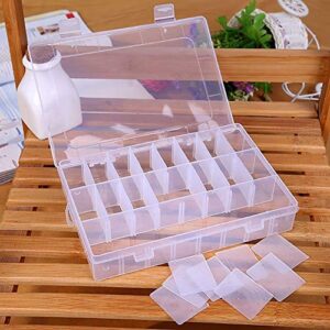 Powerfulline 15/10/24 Grids Clear Plastic Jewelry Storage Box Detachable Case Craft Beads Organizer