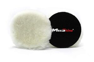 maxshine 6” wool buffing polishing pad – hook and loop, professional 100% natural wool pad, removing scratches & oxidation