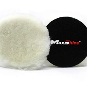 Maxshine 6” Wool Buffing Polishing Pad – Hook and Loop, Professional 100% Natural Wool Pad, Removing Scratches & Oxidation