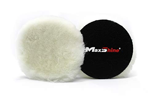 Maxshine 6” Wool Buffing Polishing Pad – Hook and Loop, Professional 100% Natural Wool Pad, Removing Scratches & Oxidation