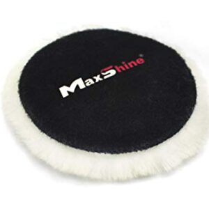 Maxshine 6” Wool Buffing Polishing Pad – Hook and Loop, Professional 100% Natural Wool Pad, Removing Scratches & Oxidation