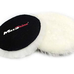 Maxshine 6” Wool Buffing Polishing Pad – Hook and Loop, Professional 100% Natural Wool Pad, Removing Scratches & Oxidation