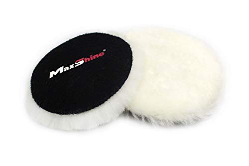 Maxshine 6” Wool Buffing Polishing Pad – Hook and Loop, Professional 100% Natural Wool Pad, Removing Scratches & Oxidation