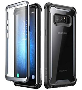 i-blason case for galaxy note 8 2017 release, ares series full-body rugged clear bumper case with built-in screen protector (black)