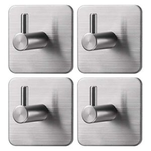 jekoo adhesive hooks, hooks for hanging wall hanger towel hooks heavy duty ideal for bathroom shower kitchen home door closet cabinet stainless steel - 4packs