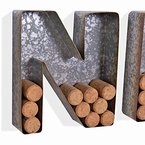 Danya B. HG11415 Wall Mount Decorative Galvanized Metal Art Wine Letters Cork Holder