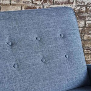 GDFStudio Christopher Knight Home Calliope Buttoned Fabric Reclining Loveseat, Muted Blue / Black