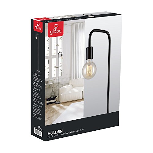 Globe Electric 12937 Holden 70" Floor Lamp, Black, Satin Finish, In-Line On/Off Foot Switch