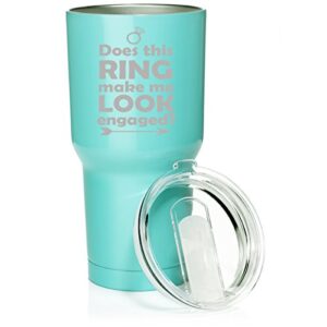 30 oz. tumbler stainless steel vacuum insulated travel mug does this ring make me look engaged (light blue)