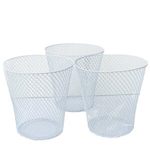 white wire mesh waste basket no lid (3 pack), set of 3 wastebasket