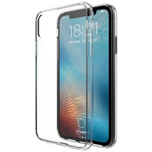 iphone xs/x case, luvvitt clear view case with hybrid scratch resistant back cover and shock absorbing bumper for apple iphone xs/x (2017-2018) - crystal clear