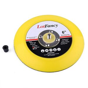 LotFancy 6 Inch Hook and Loop Backing Plates, Pack of 2- DA Air Random Orbital Sander/Polisher PU Backing Pad for Sanding Finishing Polishing Buffing, 5/16”-24 Threads