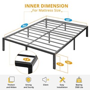 TATAGO 16 Inch Heavy Duty Queen Bed Frame, 3500 lbs Strong Support Metal Platform, Sturdy Steel Mattress Foundation with Storage, No Box Spring Needed, Easy Assembly, Noise-Free and Non-Slip