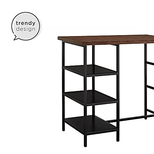 Dorel Living Cosmo 3-Piece Metal Pub Set With Wood Top, Dark Mahogany