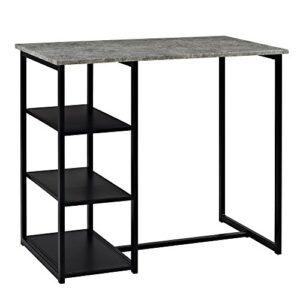 Dorel Living Farley 3-Piece Pub Set with Faux Concrete Top, Gray / Black