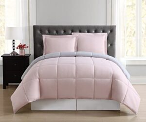 truly soft everyday reversible comforter set, twin xl, blush/silver grey