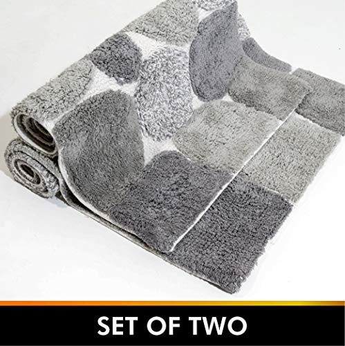 Chesapeake Pebbles 2 Piece Bath Rug Set, 21 in x 34 in&24 in x 40 in, Grey