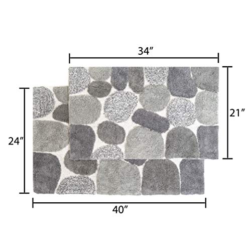 Chesapeake Pebbles 2 Piece Bath Rug Set, 21 in x 34 in&24 in x 40 in, Grey