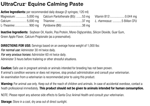 UltraCruz Equine Calming Supplement for Horses, 60 ml, Paste