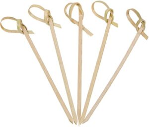 kingseal bamboo wood flower knot picks, skewers, 3.5 inches, perfect for cocktails and appetizers - 2 packs of 100 each (200 count)