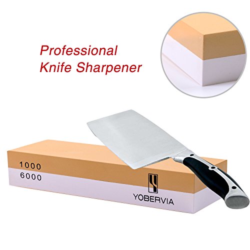 Knife Sharpening Stone, 2-Sided Whetstone with Non-Slip Base, Best Kitchen Blade Sharpener, Grit 1000/6000 Waterstone